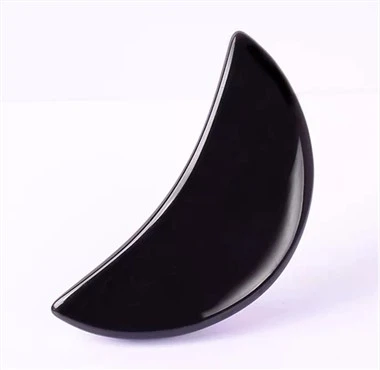 Qora obsidian tosh Oy shakli Gua Sha taxtasi